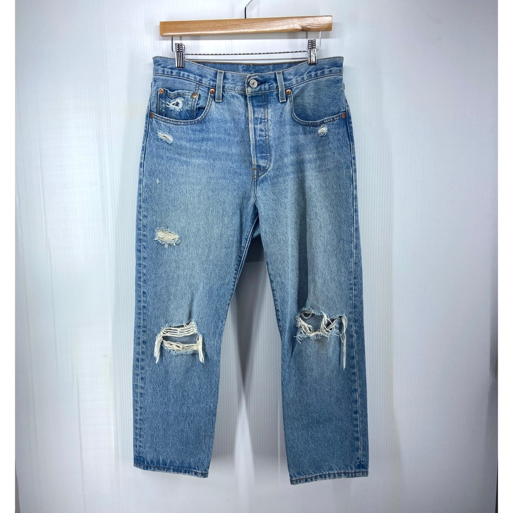 Levi's Light Blue Distressed Ankle Crop Jeans